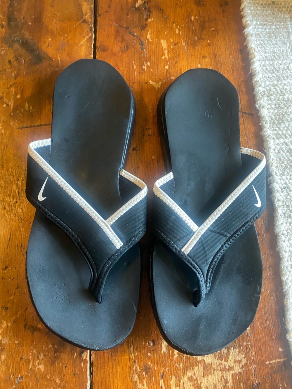 Nike Black Slide Sandals with White Trim